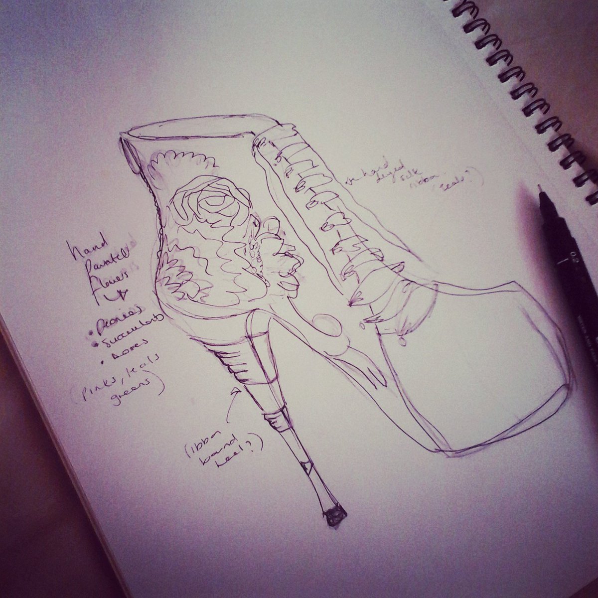 Tanzabutterfly's tweet photo. Sketching up design ideas for #weddingshoes these will have #silkribbon #handpainted #flower detailing on white! https://t.co/GhsyhSMjon