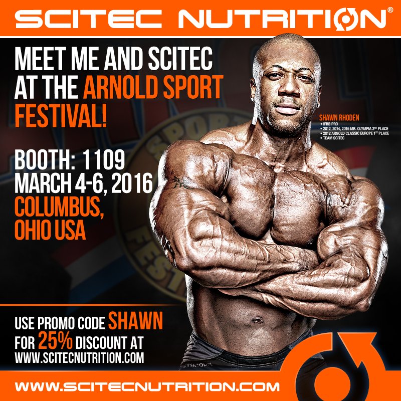 ScitecUSA's tweet photo. Meet @FlexatronRhoden at @ArnoldSports at the @ScitecUSA Booth 1109! #Arnold2016 #arnoldexpo #ArnoldSportsFestival https://t.co/xN4JoPLXT0