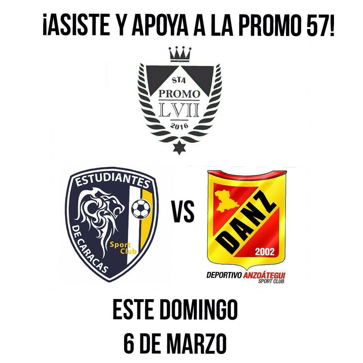 SCTomasina17's tweet photo. Este domingo 6/03, acompaña a La Promoción 57 en la competencia de barras en el estadio Brigidio Iriarte a las 4pm https://t.co/uXzYXZPkQi