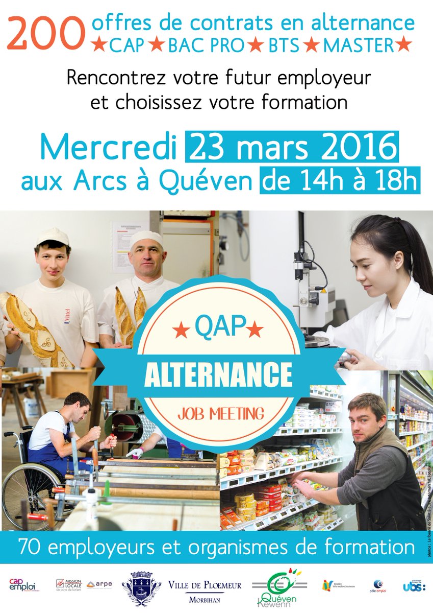 FORUM ALTERNANCE ET APPRENTISSAGE le 23 Mars à Quéven #alternance #apprentissage #emploi #jeune #lorient