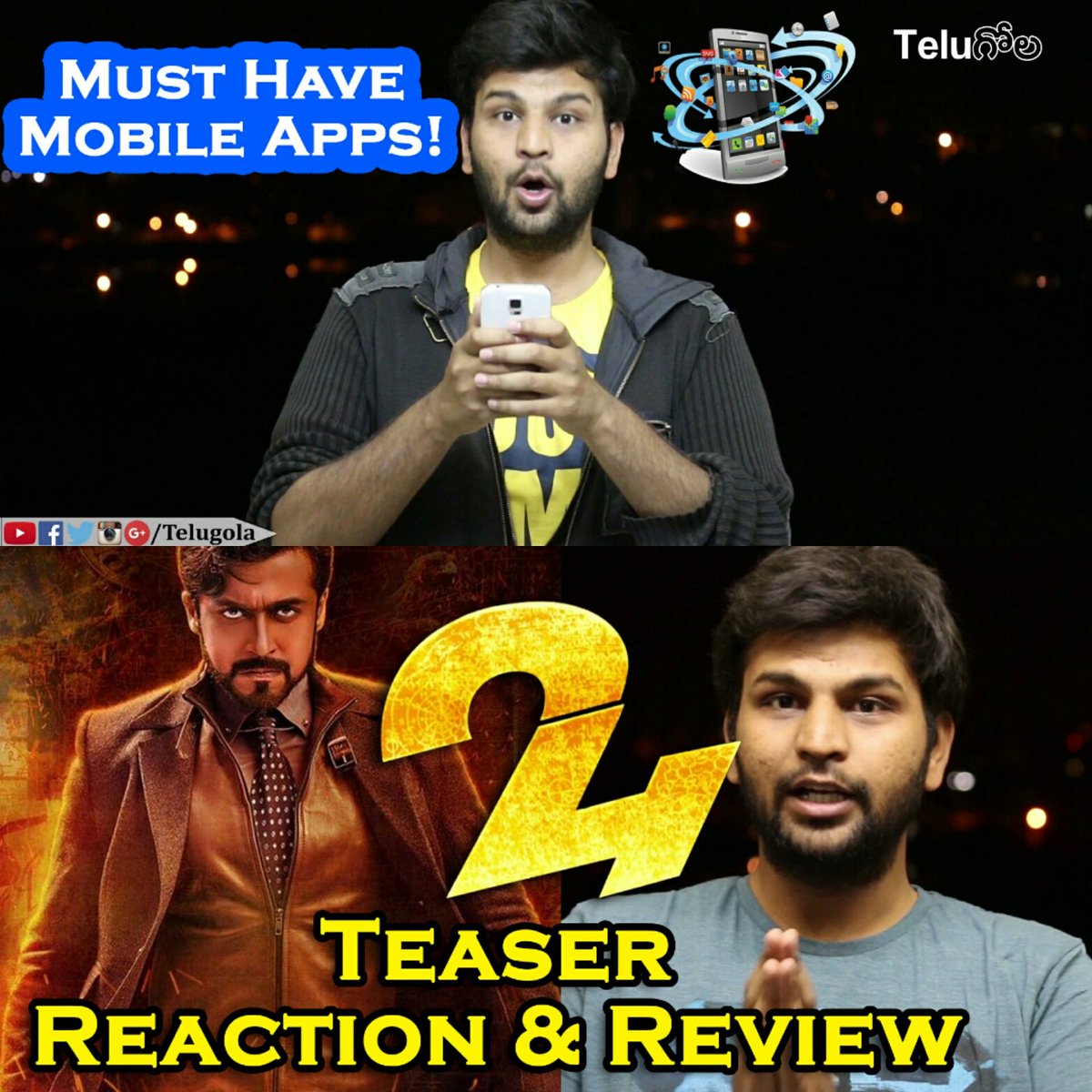 telugola's tweet photo. Latest videos
1) Must Have Telugu Mobile Apps: https://t.co/iCoxTKs2M1
2) 24 teaser review: https://t.co/vDWpfQ28Sm https://t.co/5cHuN0WGQA