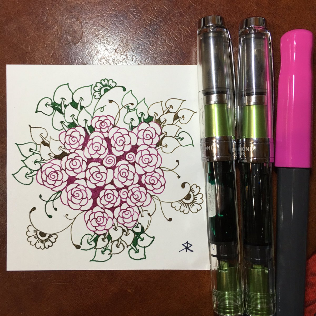 YuChenHsu's tweet photo. #Zentangle #pokeleaf #pozer #hennadrum #fescu #twsbi580algreen #365in2016 #365 #365之65 #fountainpen #fountainpenink https://t.co/LZkGXSCBtw