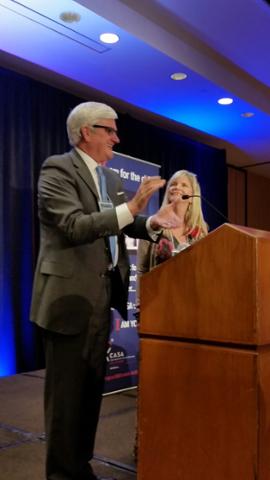 Duane Hathaway acknowledging Connie Stephens, beloved CASA  leader for her service #iamforthechild #GaCASAConf