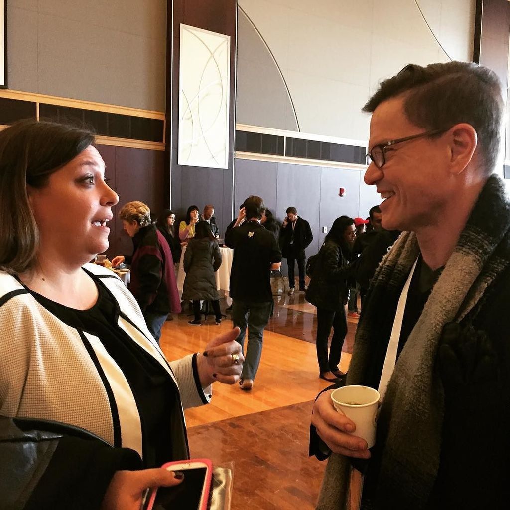 OhioStateDesign's tweet image. @rebekahmathenydesign surprised to turn around and find Professor Denison. #tedxosu #buckeyesreconstruct #theohiost…