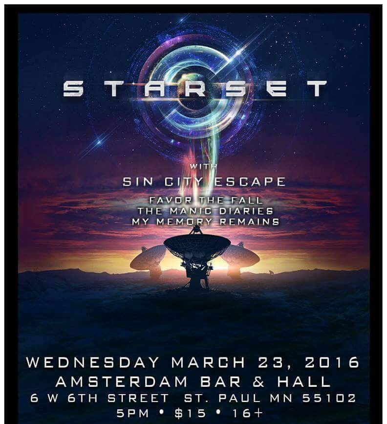MyMemoryRemain5's tweet photo. Going to be playing with Starset in Minneapolis on March 23rd! Get your tickets from one of the band members! https://t.co/inPPIo2g1p