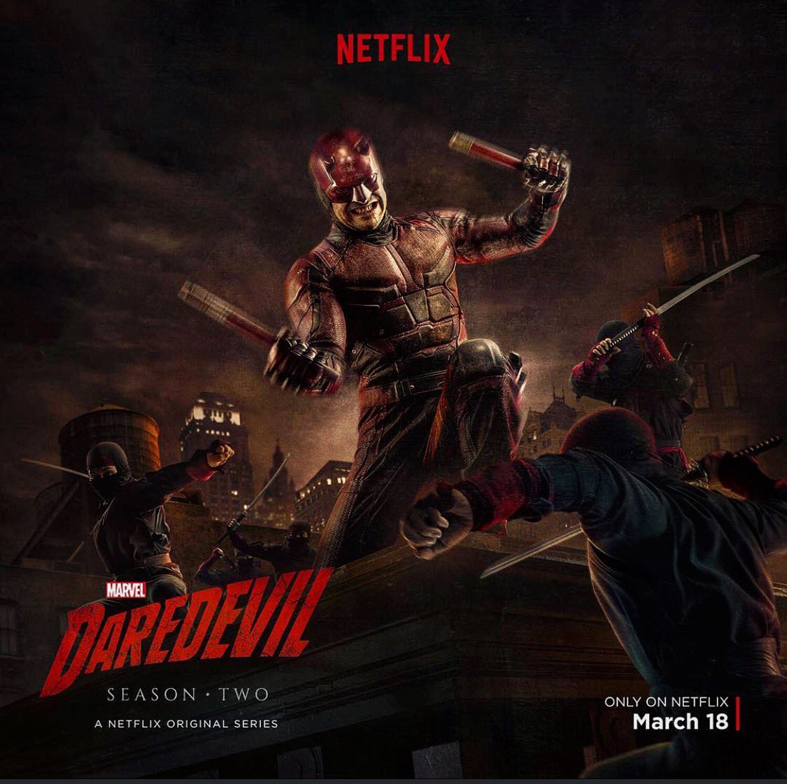 Daredevil season 2 poster! Was sooo much fun to work on!!!#CharlieCox #marvel #Netflix #DaredevilSeason2 #hero