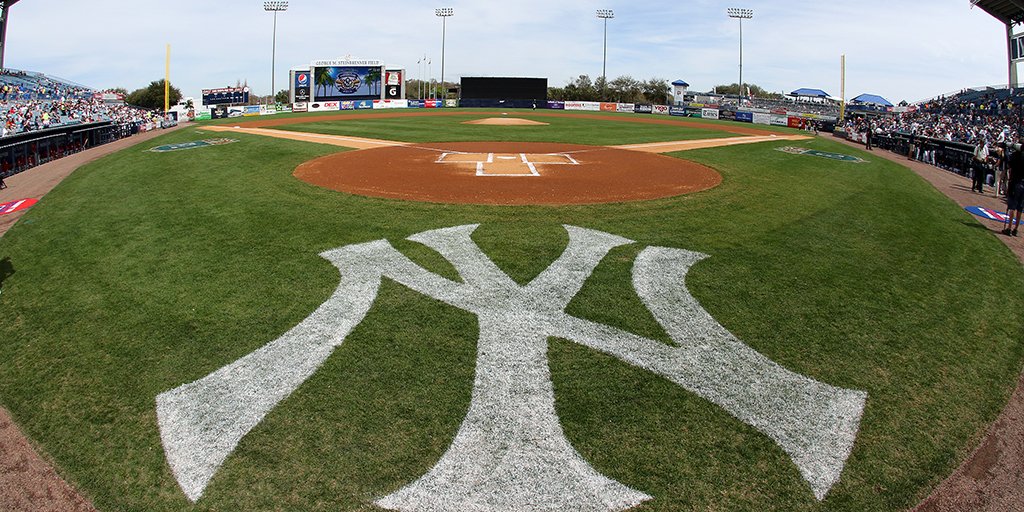 Yankees's tweet photo. We are officially underway in Tampa as your #Yankees take the field. #NYYSpring https://t.co/yn3EUfTmZd