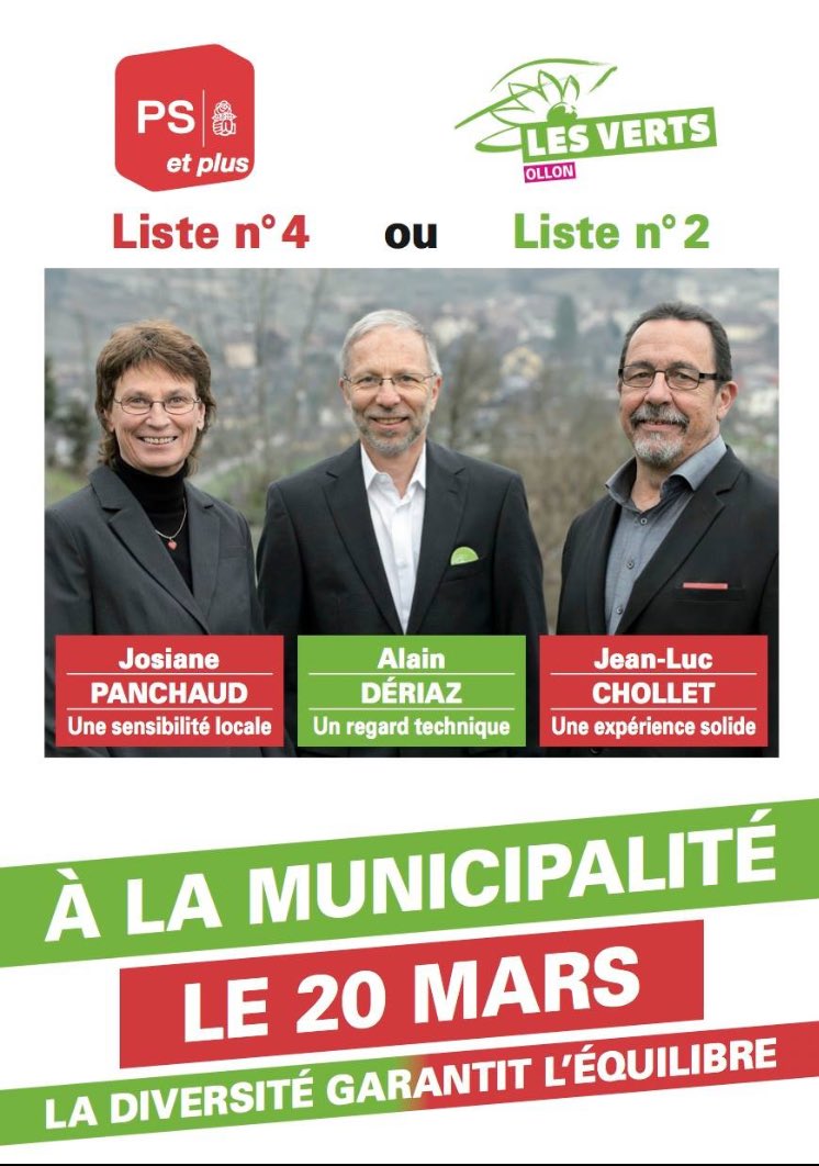 PSOllon's tweet photo. Afin de garantir un équilibre à la muni, votons compact ! #2èmetour #ECVD2016 #municipalité #ollon https://t.co/3hjEshJoky