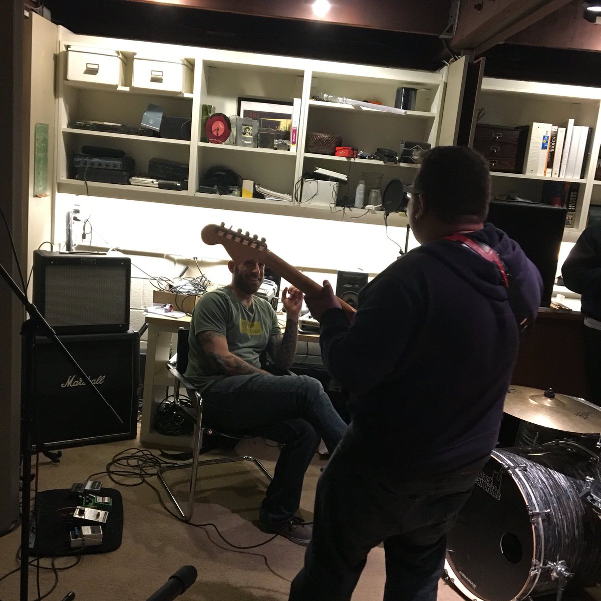 Candid camera from our new climate controlled indoor practice studio. Writing, recording soon. Look out!
