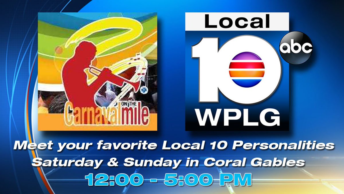 Stop by the #Local10 booth at #CarnavalOnTheMile in Coral Gables today between Noon-5 PM! @Carnaval_Miami https://t.co/ScN9rUXHIg