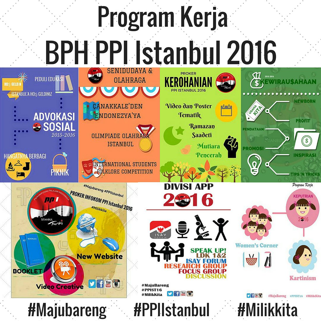 Proker BPH PPI Istanbul 2016
Mari wujudkan PPI Istanbul 
Berkarakter Ilmiah,Bersatu 
Peduli Sosial dan Profesional