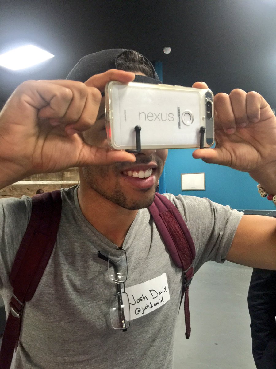 DigitalLA's tweet image. Josh @josh1david tries out the #GoggleTech C1 Glass at our #VRhollywood event VR