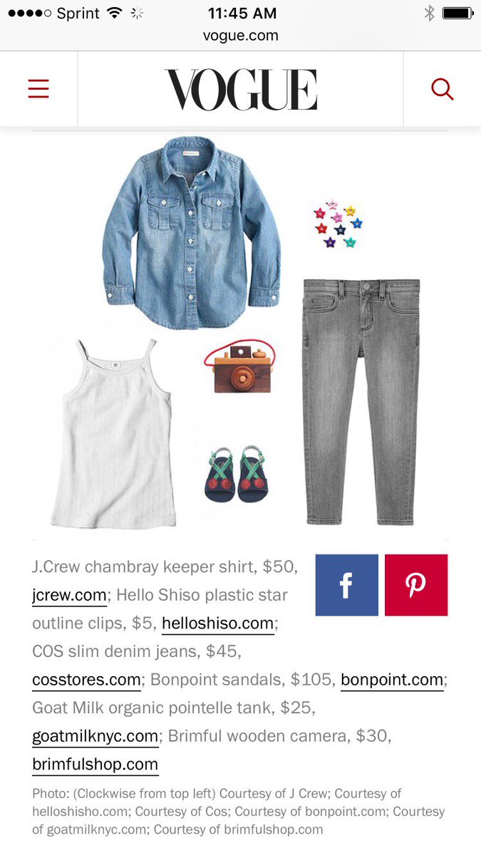 Thanks <a href="/voguemagazine/">Vogue Magazine</a> for including us in their story on what a blogger brings to fashion week for her toddler!