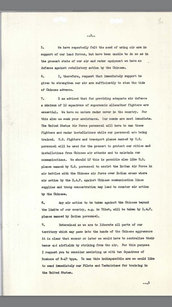 Nehru 2nd Letter of 19th Nov 1962 evening, still kept Secret by Indian Govt where he raised SOS to President JFK