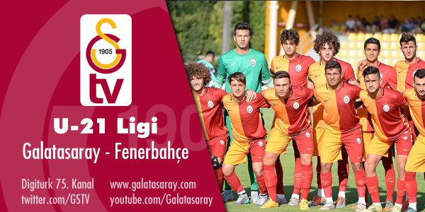 GSTV's tweet photo. Galatasaray U21 - Fenerbahçe U21 mücadelesi @haberinsesi'nin  anlatımıyla 13.30'da @GSTV'de. https://t.co/XvJ853XgOU
