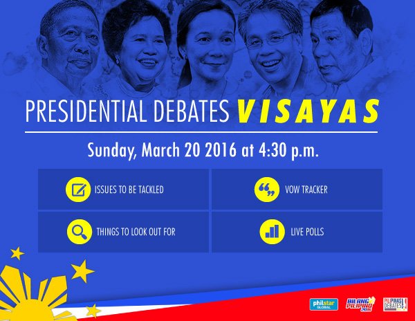 PhilstarTravel's tweet photo. WATCH LIVE STREAM: #PiliPinasDebates2016 to start at 4:30 pm from Cebu City https://t.co/r39Tr6klKX https://t.co/srHbXi0boD