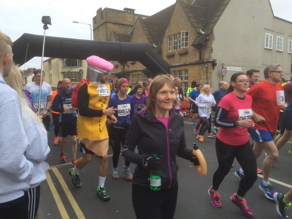 SchoolinaBag1's tweet photo. Here's Felix, our running pencil! #yeovilhalfmarathon https://t.co/oKAOe0v3lH