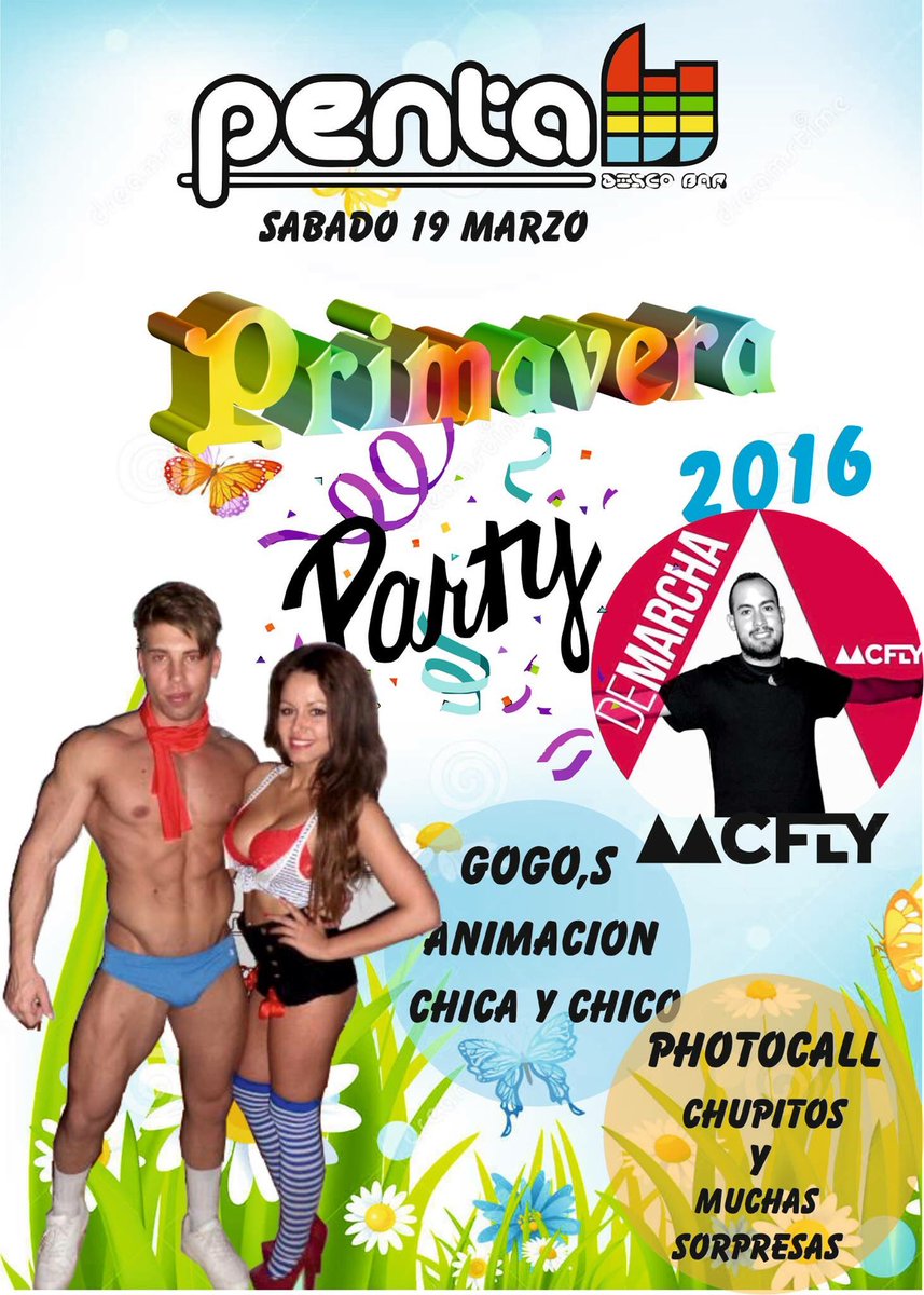 NAVAPentagrama's tweet photo. Sab #primaveraparty en el Penta!No pierdas #fieston q tenems @Mcflyyyyyyy en cabina gogos chupitos photocall regalos https://t.co/i53ftiDEnk