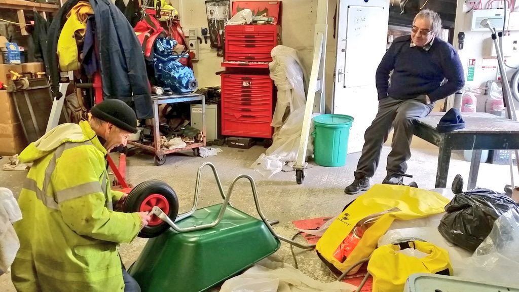 MountGifts's tweet photo. Our shop wheelbarrow has been busy with stock runs...so it's in for a quick service! #pitstop #stmichaelsmountretail https://t.co/PyNAEKMxnv