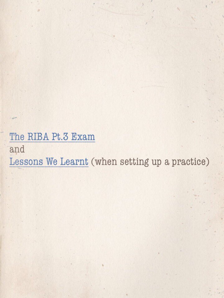 unit3_sessions's tweet photo. Our session on 20/04/16 will now cover the RIBA Pt3. Exam and Lessons We Learnt (when starting a practice) Book now! https://t.co/IoVg8WPBsx