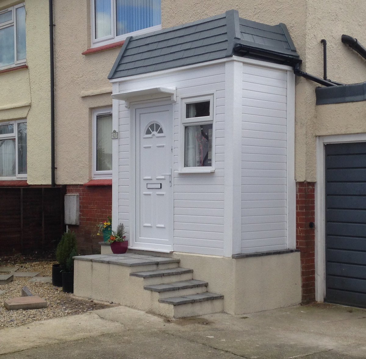 millwey's tweet image. Bespoke porches, a tile effect roof and 2 or 4 pillars, enclosed or open. #fibreglass #porch #tile #property