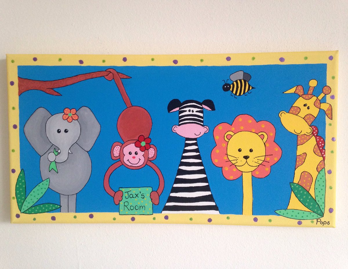 popsartpainting's tweet photo. Safari Friends canvas #safarifriends #lion #elephant #zebra #monkey #zebra #bee #nursery #nurserydecor #canvas https://t.co/XMErSP2DpO