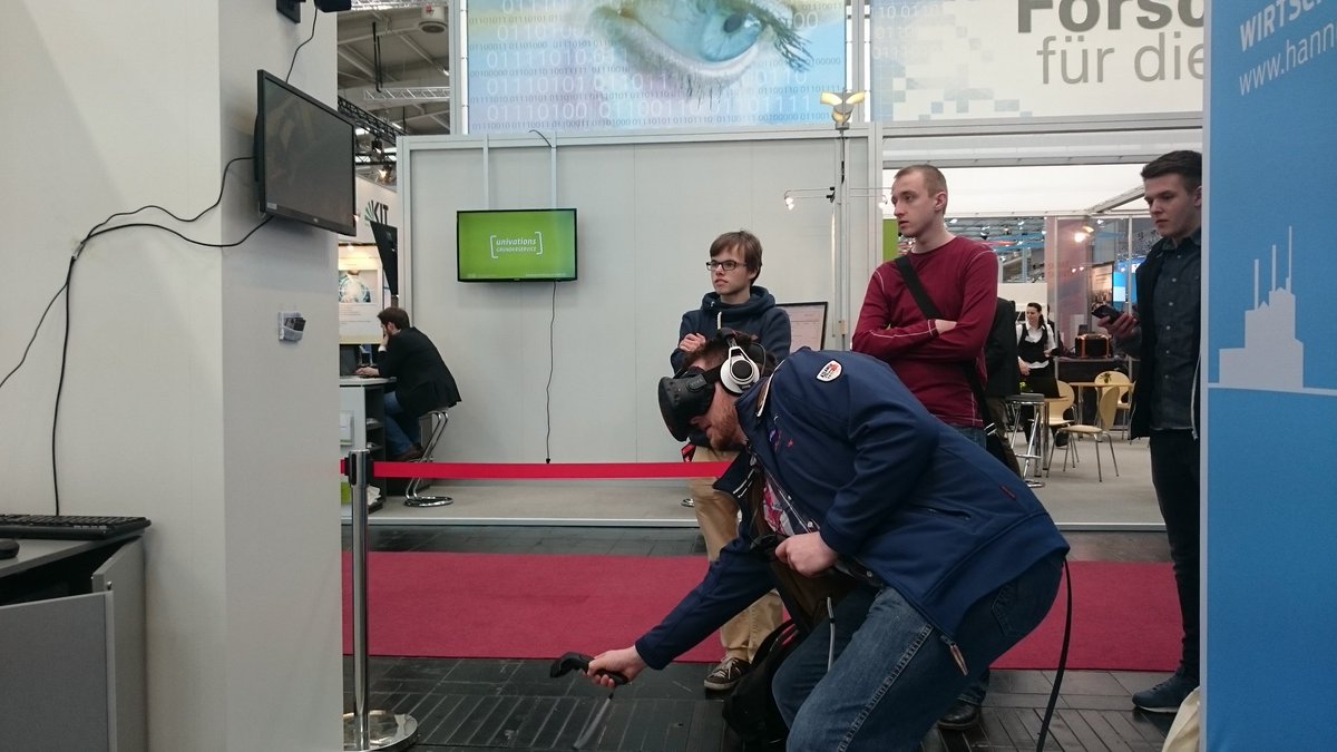 Last day demoing #Gravlab and #NTT on <a href="/htcvive/">HTC VIVE</a> <a href="/cebit/">Cebit</a>. Visit us in hall 6, booth d18 (Hannover booth) from 2pm - end