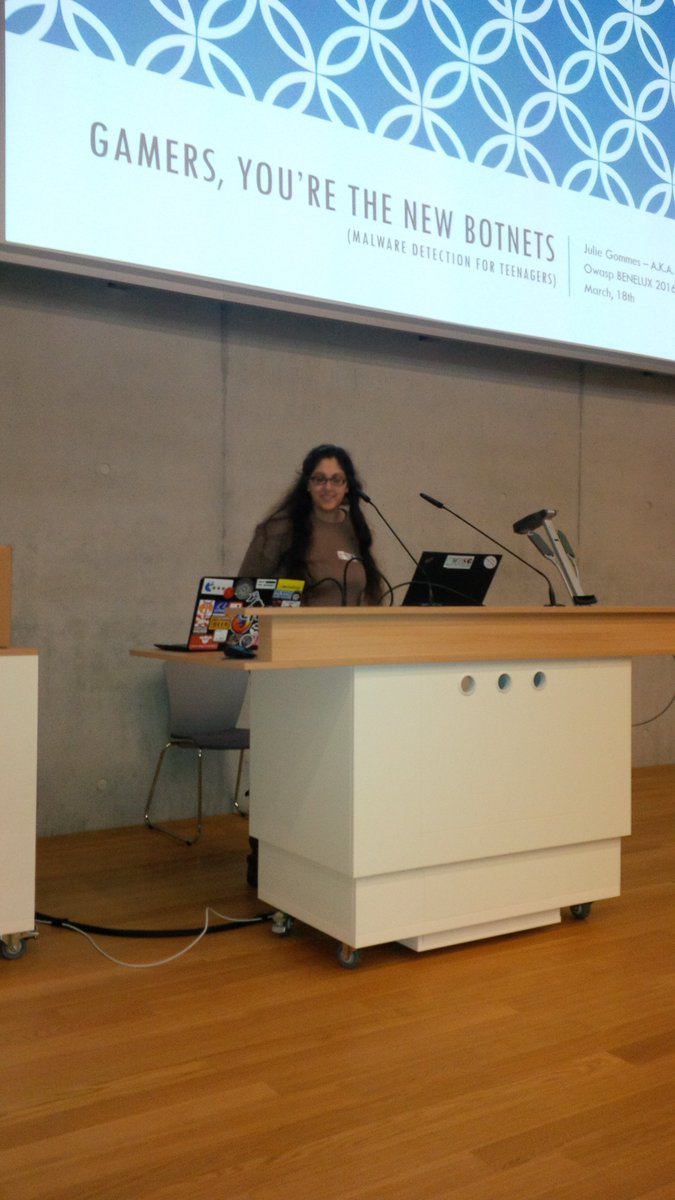 owasp_NL's tweet image. #OWASP BeNeLux-Day: Julie Gommes - Gamers, You&apos;re the new Botnets @OWASPLux @owasp_be  @owasp_NL #owaspbnl16