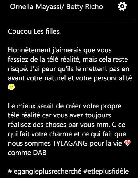 grenadinehi's tweet image. LES TYLA @bettyrichoux @ORNELLAMAYASSI Pour votre téléréalité avec des guests détonnant 😜