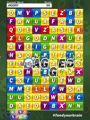 Dodgysod1's tweet image. I&apos;m playing Word Soup and just scored 96pts with &apos;jagged&apos;!  #feedyourbrain