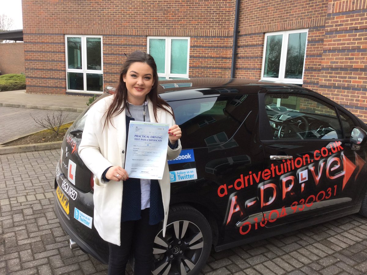 AAdrive's tweet photo. Congrats @GemmaElgey passing #drivingtest 1st time 17/3/16 at #Northampton DTC with Andrew Batty of #Adrivetuition https://t.co/W4I8gycFu8