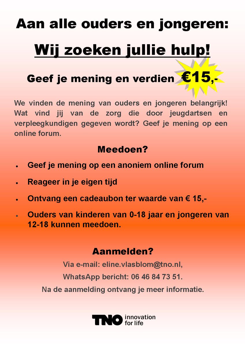 Ik zoek jongeren (12-18) en ouders (van kinderen van 0-18 ) voor mijn onderzoek! Wie doet er mee? Cadeaubon van 15e!