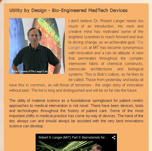 msemporda's tweet photo. "Utility by Design - Bio-Engineered MedTech Devices" re Langer Lab spin-outs Gecko &amp; SQZ Bio https://t.co/aRbHvh8onC https://t.co/RzMDKnkqWU