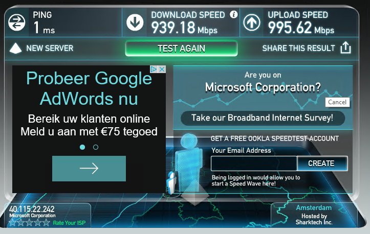 Ky7m's tweet image. Big plus of working from #Azure VM is excellent connection speed. #DevTestLabs