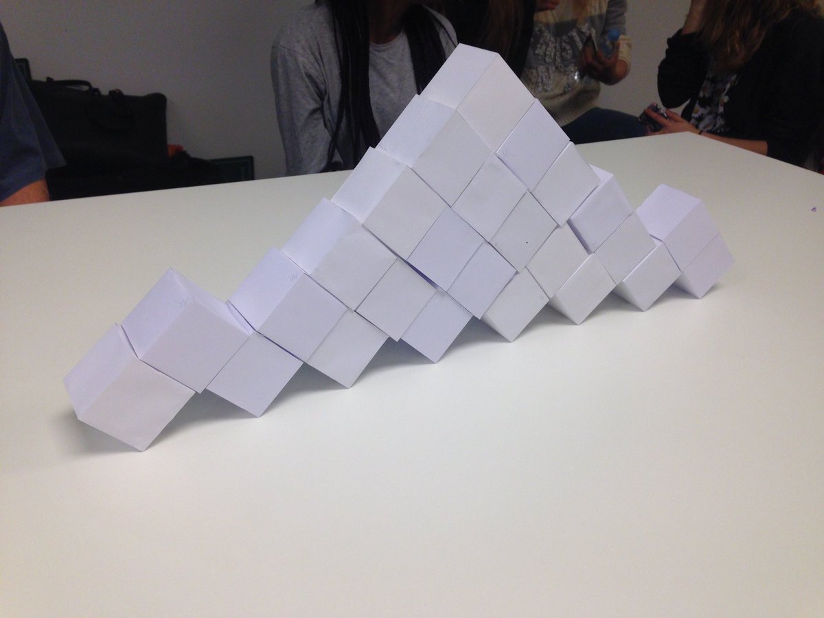 hiroshitsunoda's tweet photo. More paper cubes! / ็ดใฎ็ซๆนไฝใฎ้ๅฃ๏ผ#design #designeducation #papercube @lci_barcelona https://t.co/YOfcnlLeCK