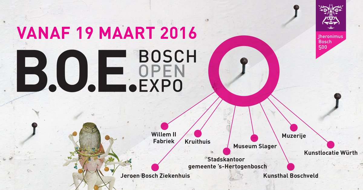 Morgen start de grote expositie B.O.E - Bosch Open Expo! Dat wordt genieten!
boschopenexpo.nl