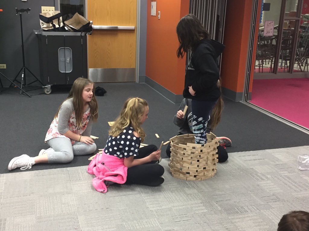 SaraKranz62's tweet photo. Our 5-8's participating in the keva plank challenge: building a structure to hide #62ics #62intersession #62learns https://t.co/f7ODqRxe10