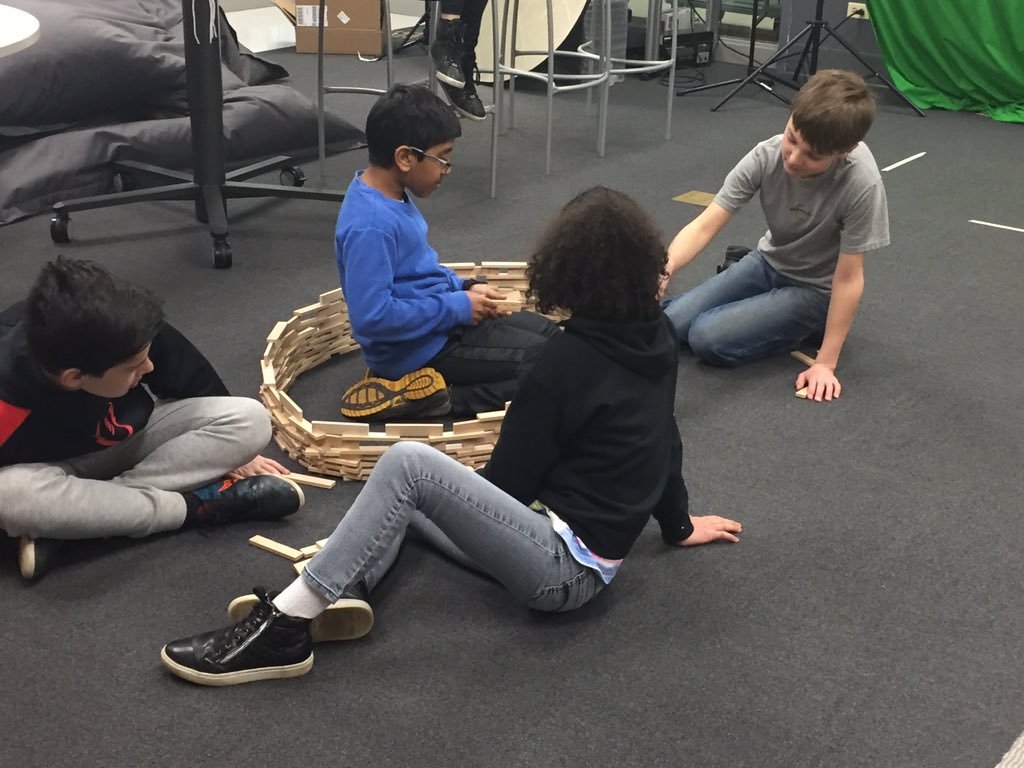 SaraKranz62's tweet photo. Our 5-8's participating in the keva plank challenge: building a structure to hide #62ics #62intersession #62learns https://t.co/f7ODqRxe10