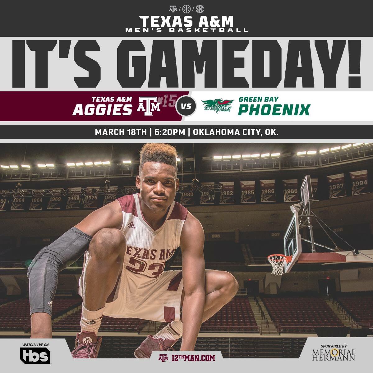 TAMUyell's tweet photo. Everyone knows the best two times of the year are Christmas and March Madness!  Aggie men tip off tonight at 6:20! https://t.co/oOX4LJh9IJ
