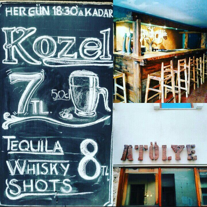 atolyekaleici's tweet photo. Her gün 18:30'a kadar,50cl Kozel 7₺,Viski ve Tekila shots 8₺.içelim güzelleşelim:) https://t.co/ThAkqHtoDc