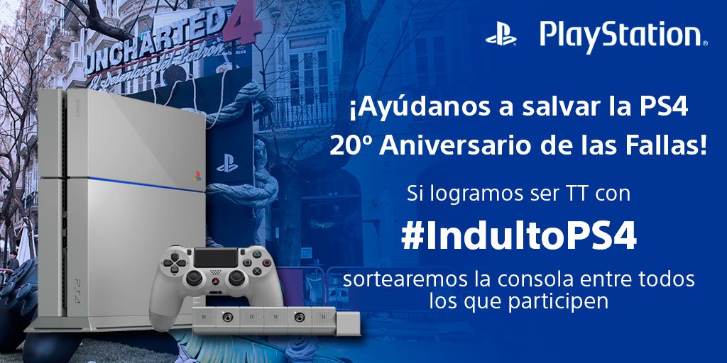 ¡Es la hora! Ayúdanos a ser TT con #IndultoPS4 y sortearemos esta #PS4 20º Aniversario entre todos los participantes