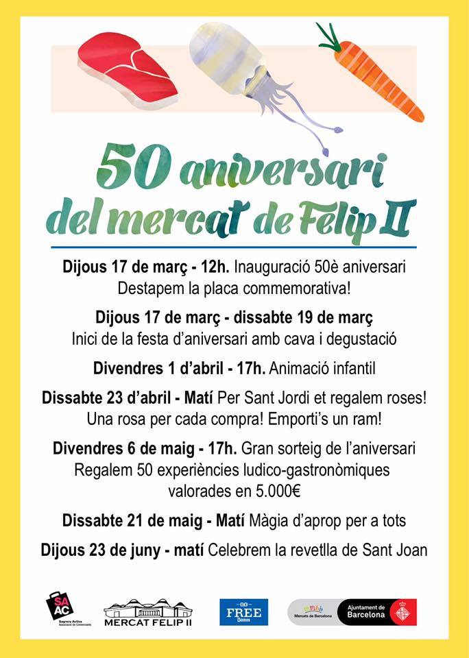 MercatsBCN's tweet photo. El @MercatsBCN de Felip II celebra 50 anys amb activitats al llarg de l'any. Apropa-t'hi! https://t.co/VTsEFW6n4V https://t.co/of3Fx31ioT