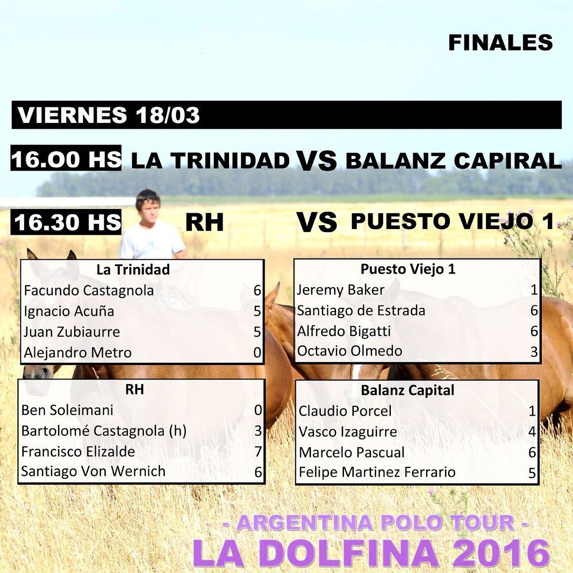 Final SUSPENDIDA POR LLUVIA a la tarde confirmamos como sigue