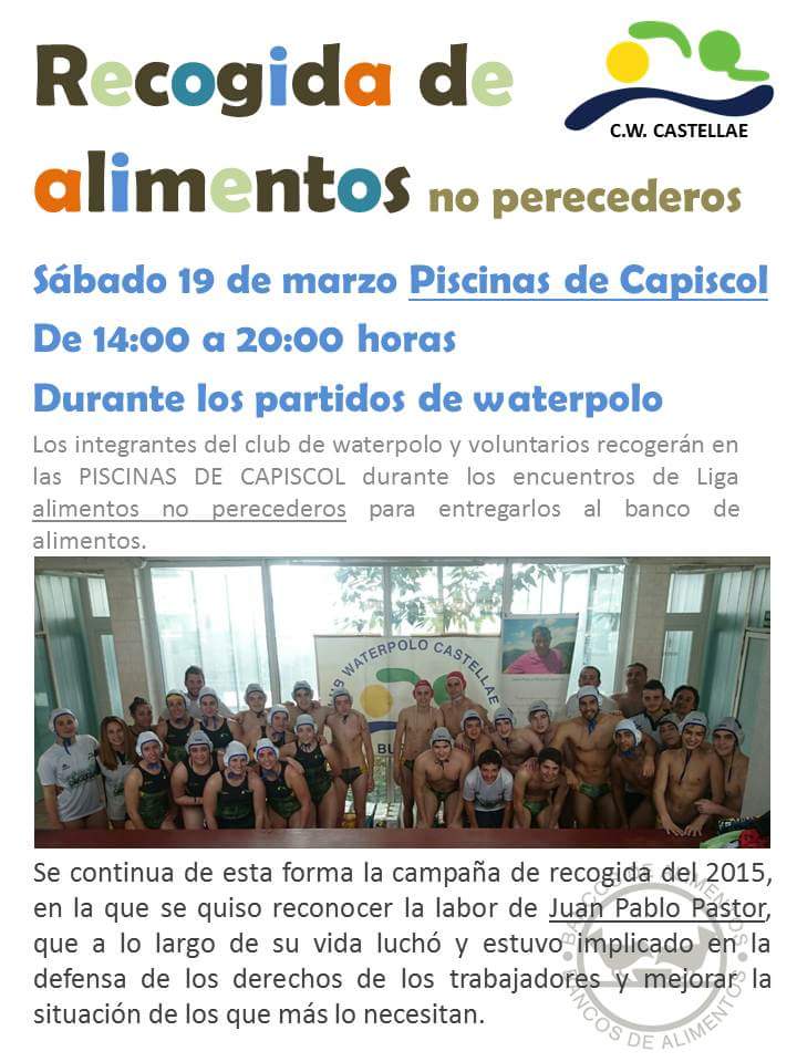 WaterpoloBurgos's tweet photo. Recordad que mañana os esperamos en la piscina de capiscol para la recogida de alimentos. https://t.co/kX7JD6RlMd