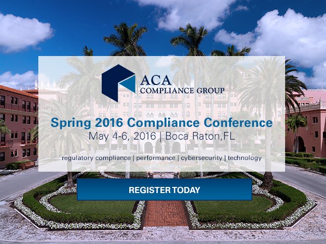 Join us in Boca Raton, FL for ACA's Spring 2016 Compliance Conference #ACAspring2016 lnkd.in/b4iPvCc