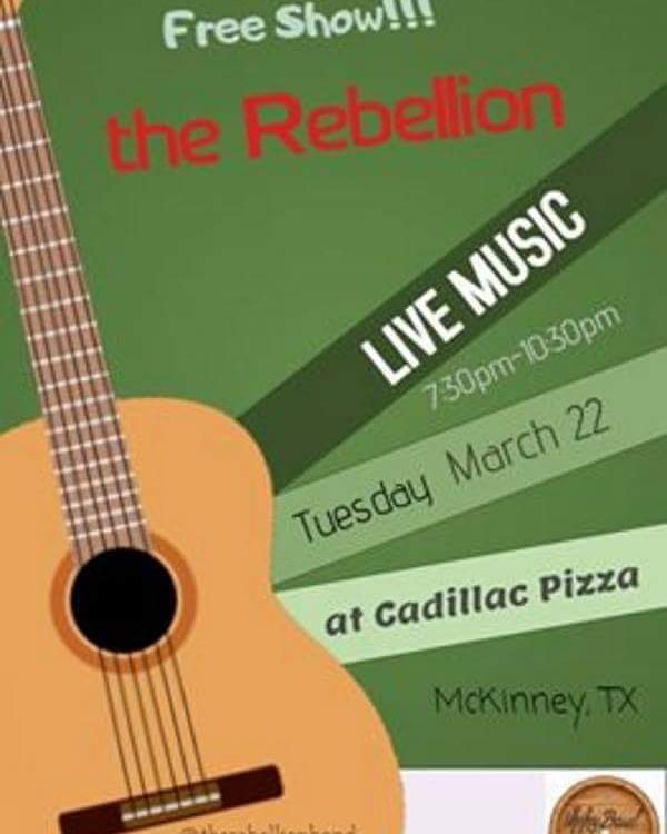 WhiskeyBarrelR's tweet photo. Catch a free show by @therebellionband at @cadillacpizza 3/22 starting at 7:30pm. #therebe… https://t.co/ZHQKz9cut4 https://t.co/czBHUBujBO