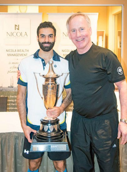 MantaWorldSport's tweet photo. Congrats to #TeamManta player Sarfaraz Ahmed who beat out Marco Toriz-Caddo to become the BC Men’s Squash Champion. https://t.co/5MXOTbe0oS