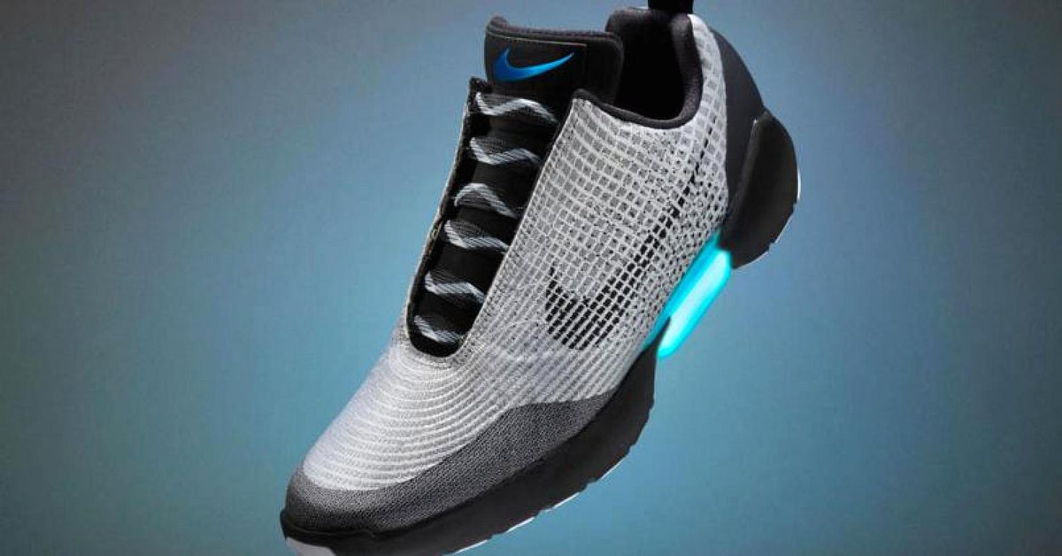 CNBCtech's tweet photo. Nike's first mass-produced 'self-lacing' sneaker https://t.co/aTyzF6MDFU https://t.co/DBmTsw4zas