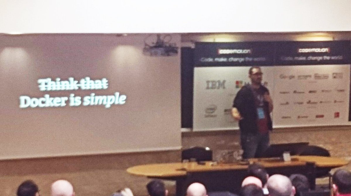 ElisianGroup's tweet photo. #Dockerizeit: stop living in the past and embrace the #fufure - Graziano @CodemotionIT #dokerisimple https://t.co/7el5l4UU0d