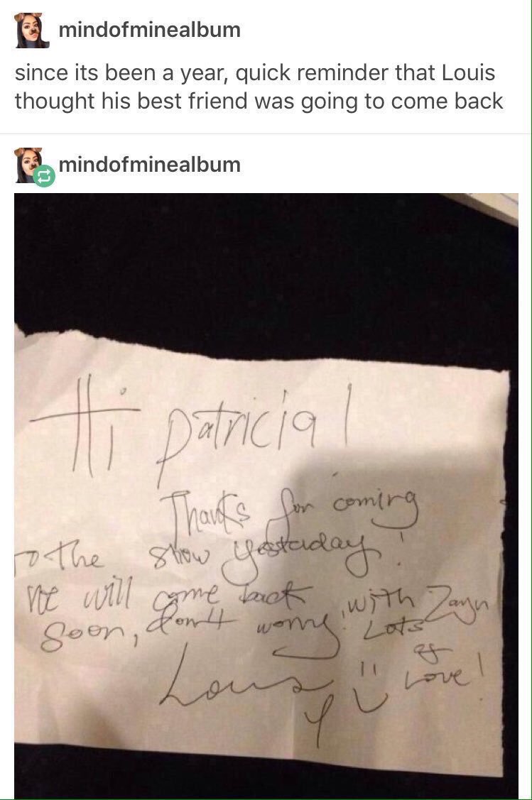 A year ago today 1D performed for the last time as a five in Hong Kong and Louis, like us thought Zayn would be back